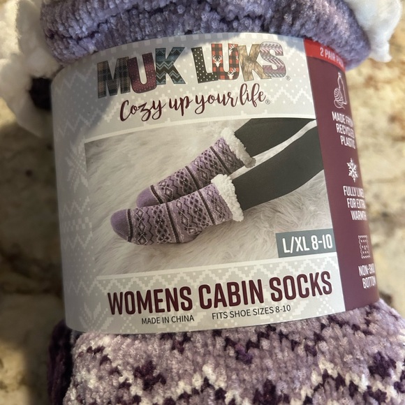 Muk Luks Purple Women's Cabin Socks - 2 Pair Pack - Picture 3 of 9